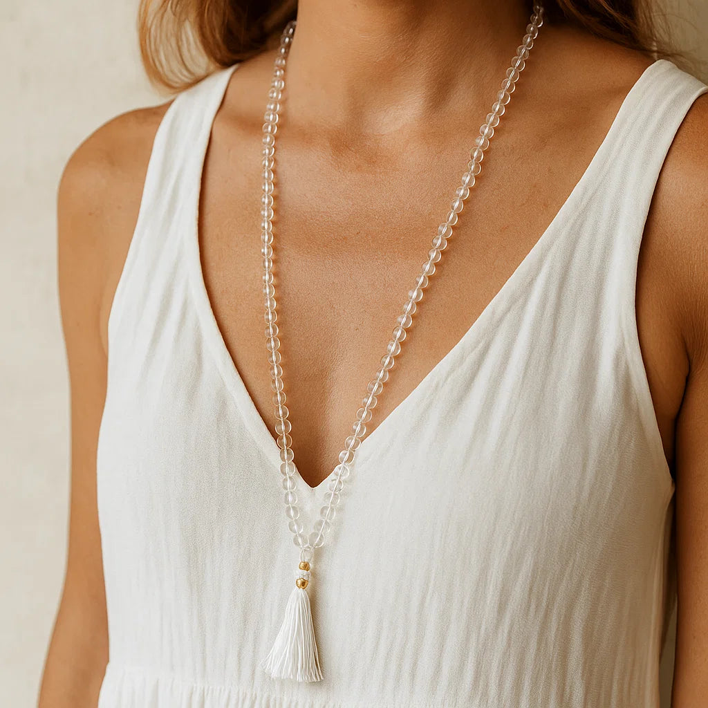 Mala Cristal de Roche Blanc | 108 perles