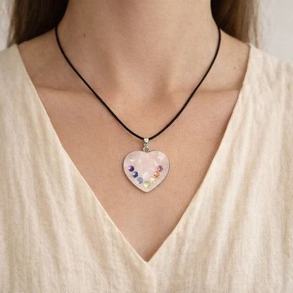 Pendentif Chakra Quartz en Forme de Coeur