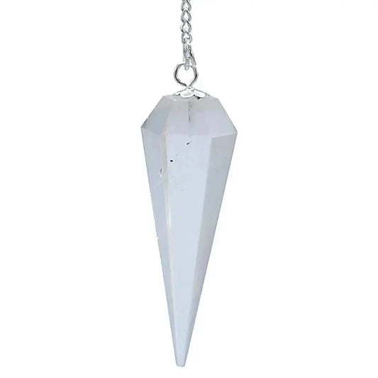 Pendule cristal de roche facetté en pointe