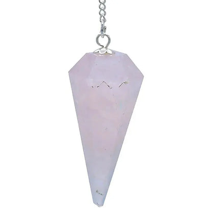Pendule Quartz rose facetté en pointe