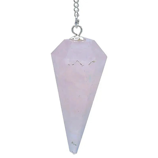 Pendule Quartz rose facetté en pointe