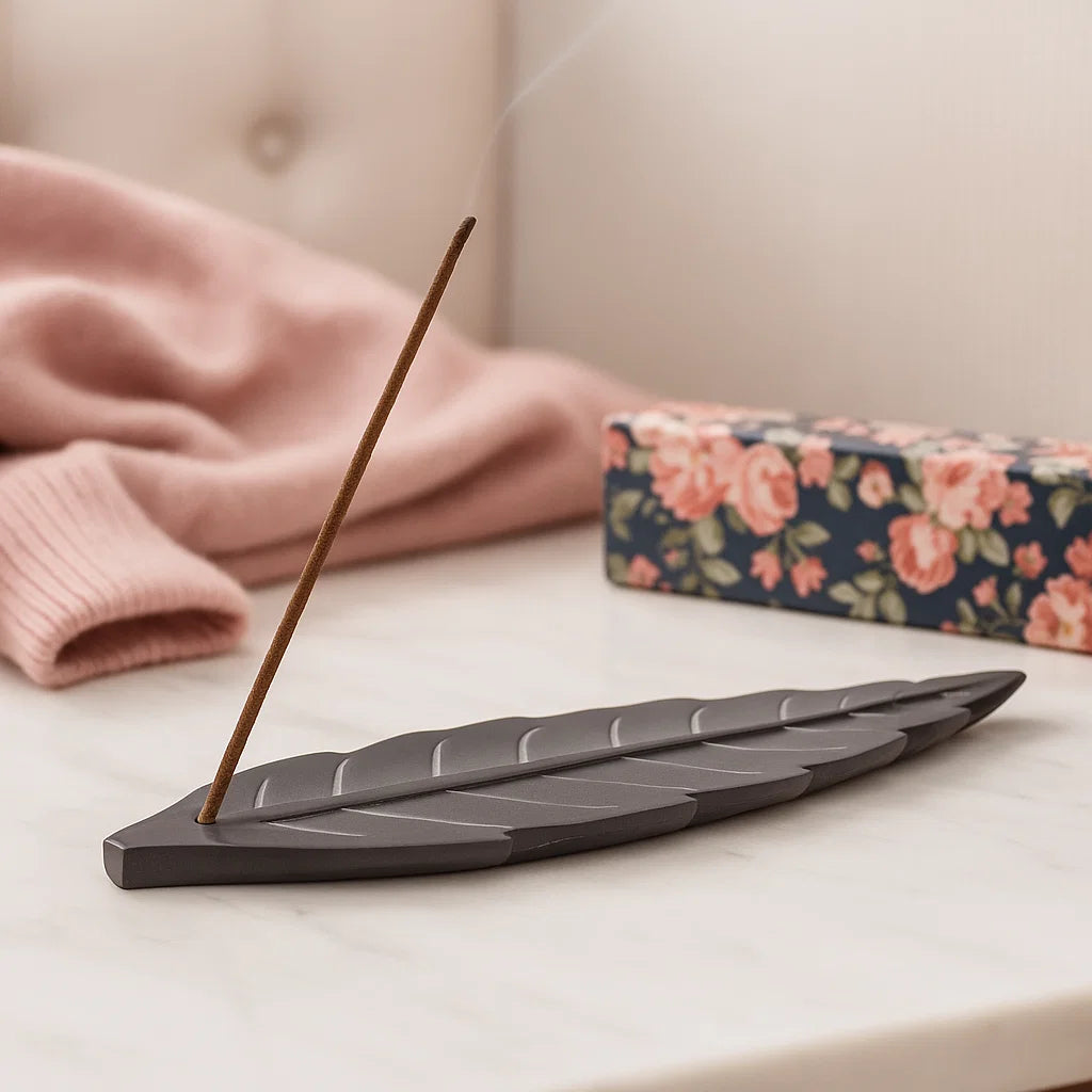 Brûleur encens bâton en stéatite - Forme de Feuille