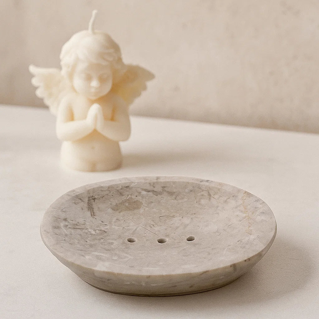 Porte savon ovale en Marbre Crème