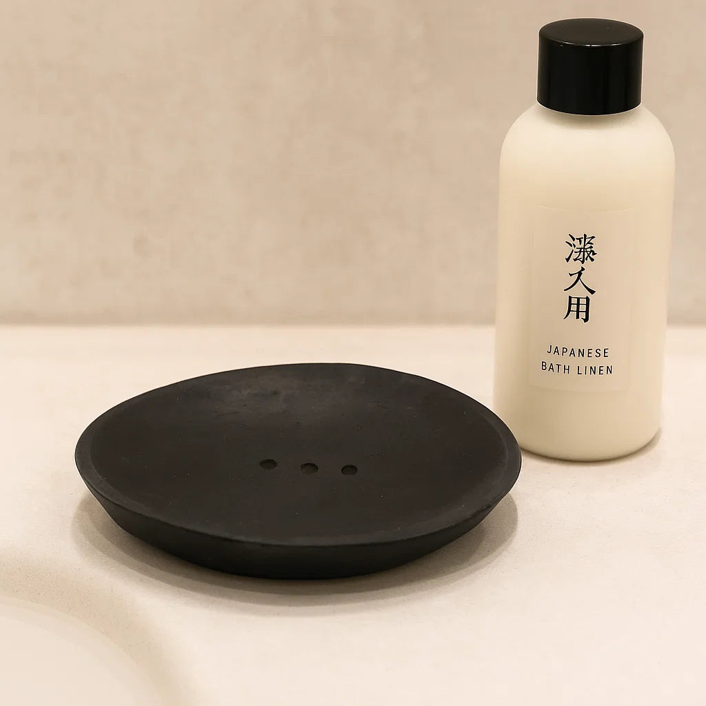 Porte savon ovale en marbre noir