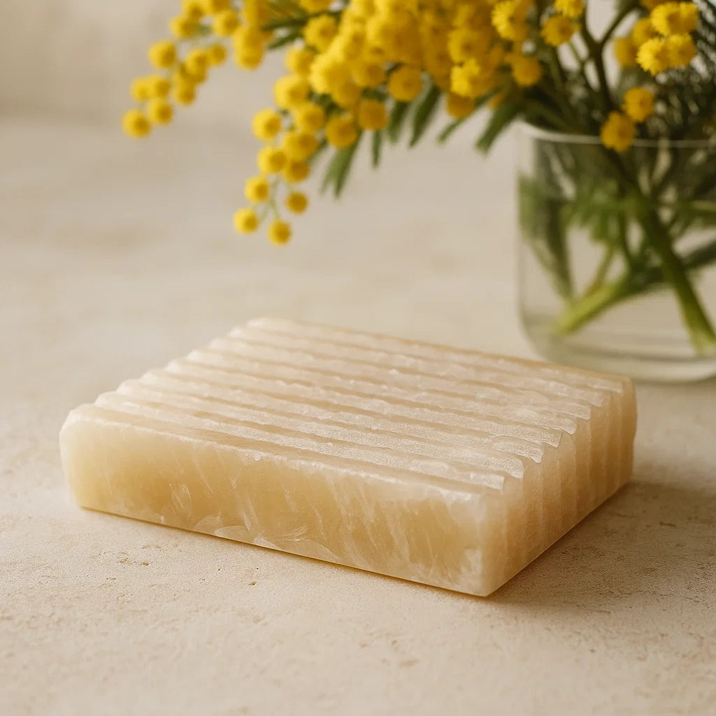 Porte savon carré en Onyx miel