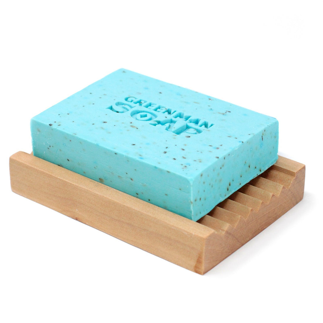 Savon Greenman - Fraîcheur matinal posé sur un porte savon- pain de 105 grammes -extrudé à froid