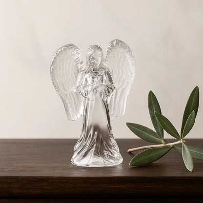 Ange de verre avec les ailes givrées