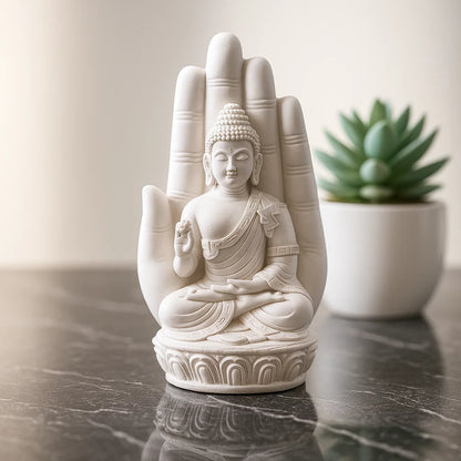 Boudda blanc assis dans la main