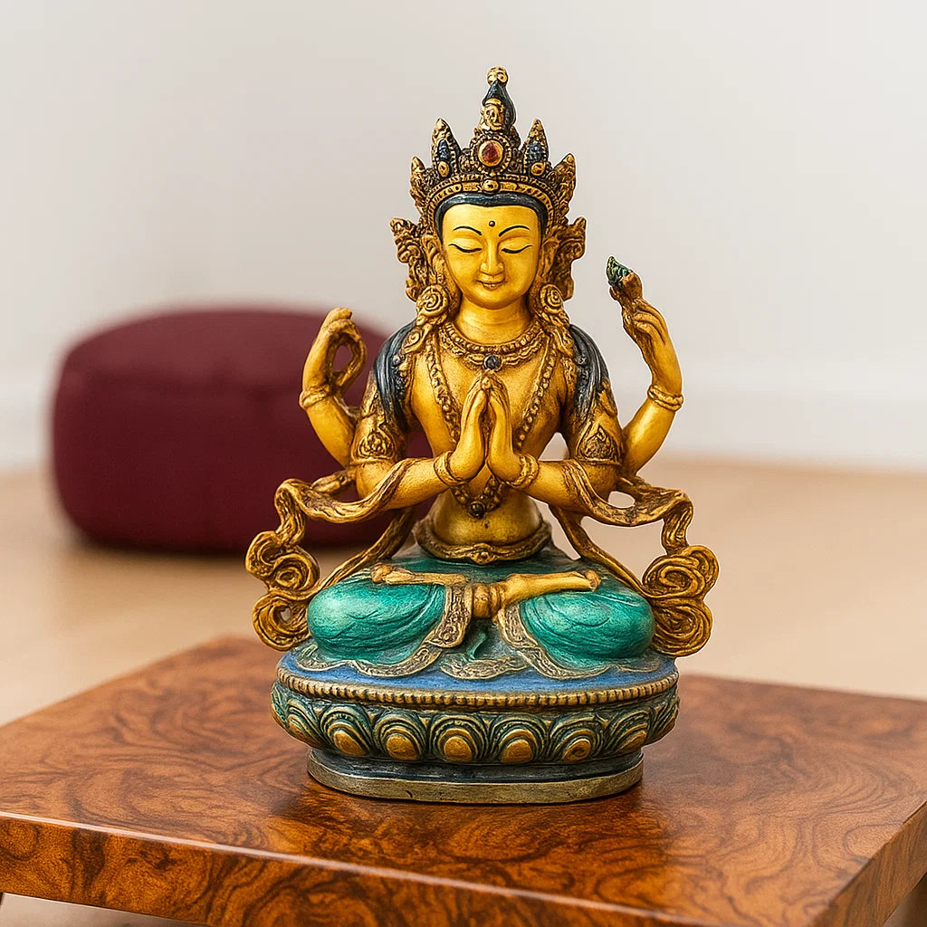 Bouddha Chenrezig peint