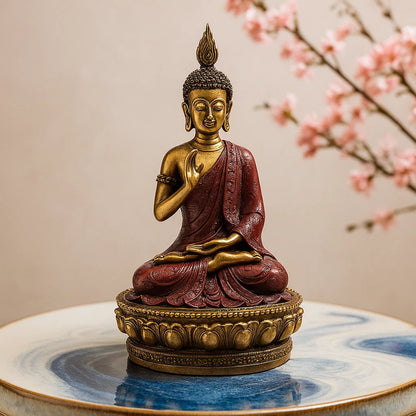 Bouddha de la réassurance avec trône